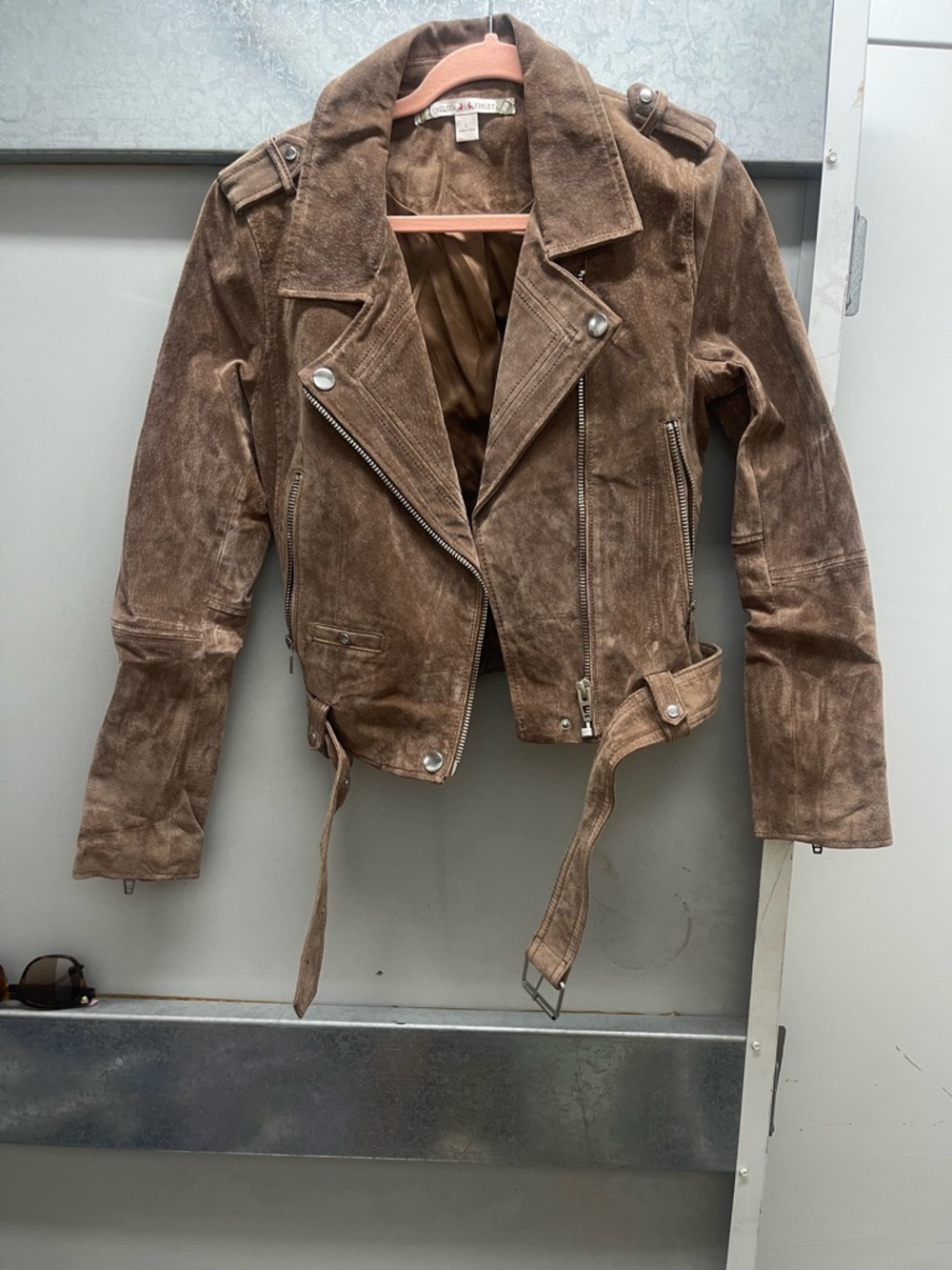 Chelsea & Violet Brown Suede Moto Jacket